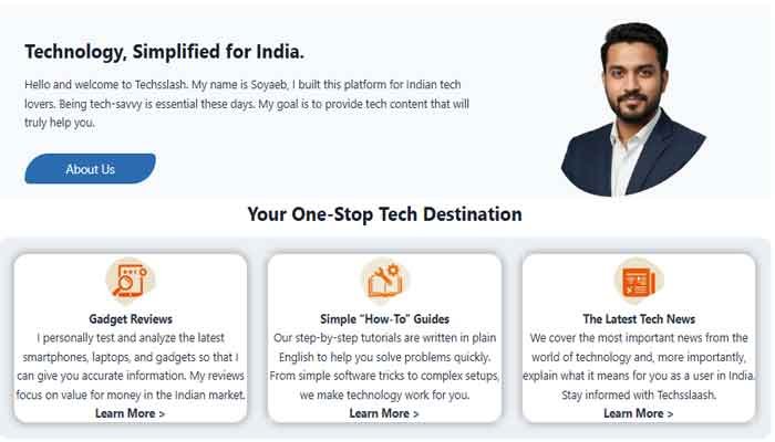 Techsslaash Com review illustration showing website evaluation checklist on a laptop screen